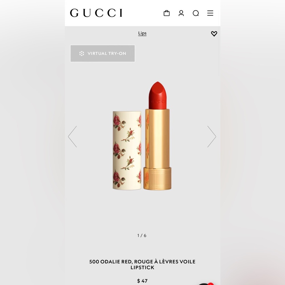 GUCCI Rouge A Levres Voile Lip Colour~Odelie RED 500~ 3.5g~NIB